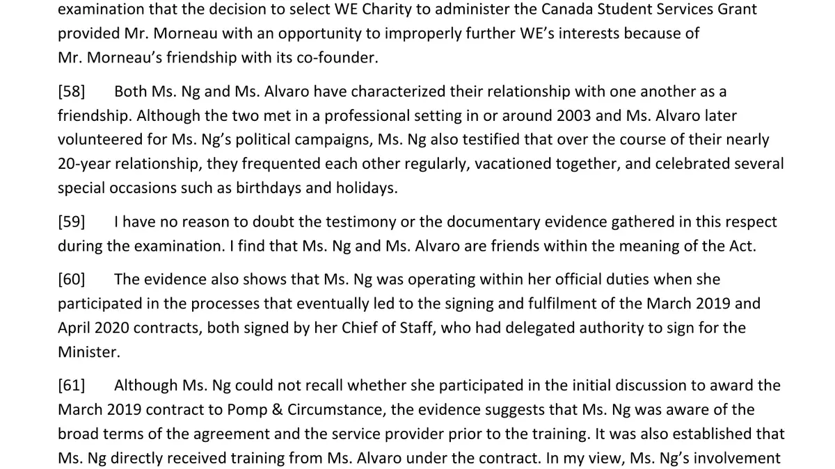 Ng Report, made under the Conflict of Interest Act