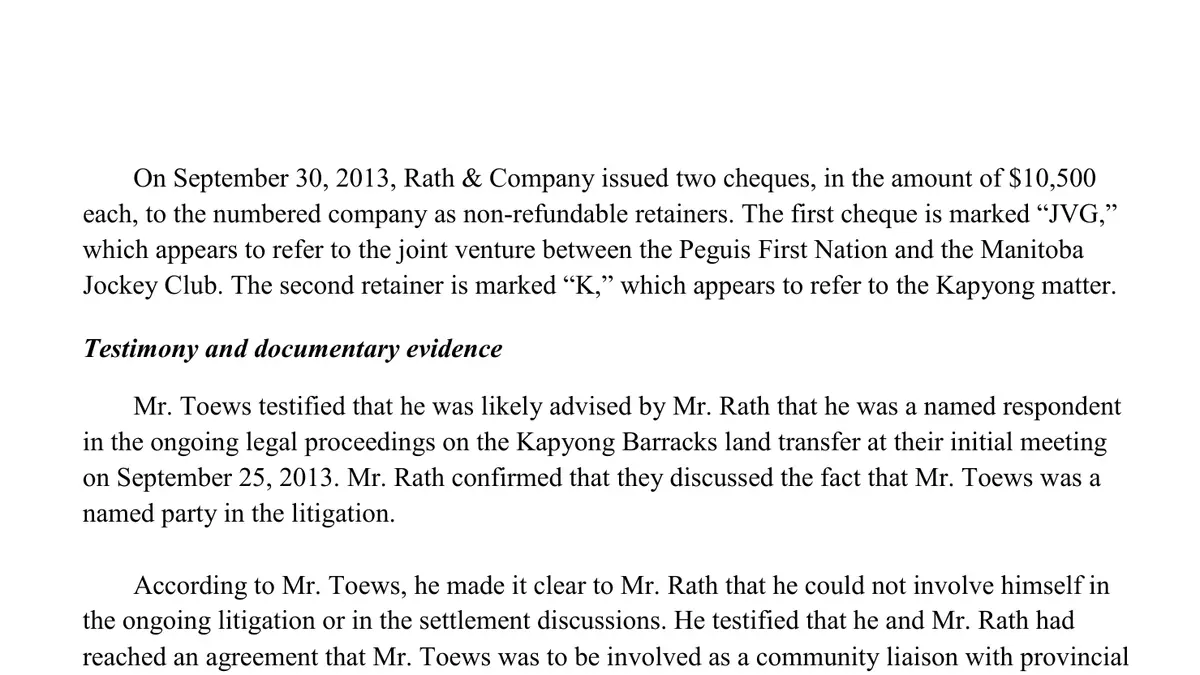 The Toews Report, made under the Conflict of Interest Act