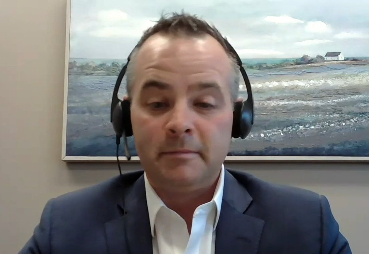 Darren Anthony on a video link, eyes down