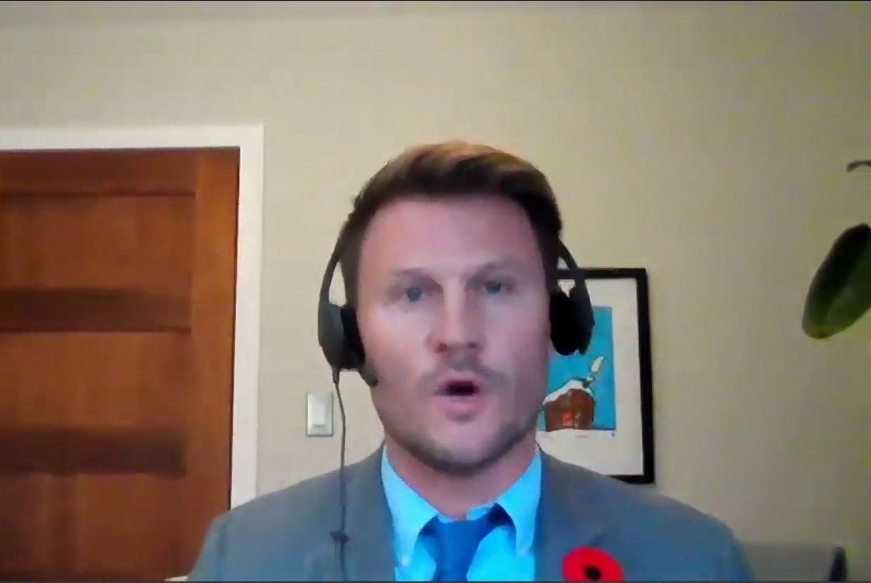 Kristian Firth on a video link, mid-sentence